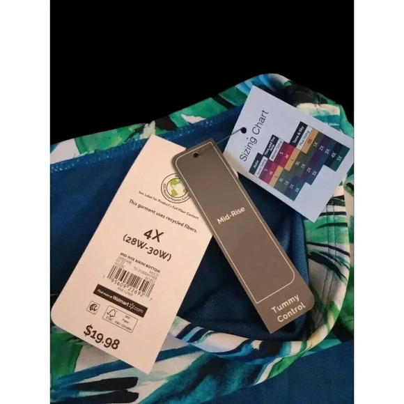 Terra & Sky Women's Plus Mid Rise Swim Bottom Only Tummy Control Size 4X NWT - Picture 3 of 3